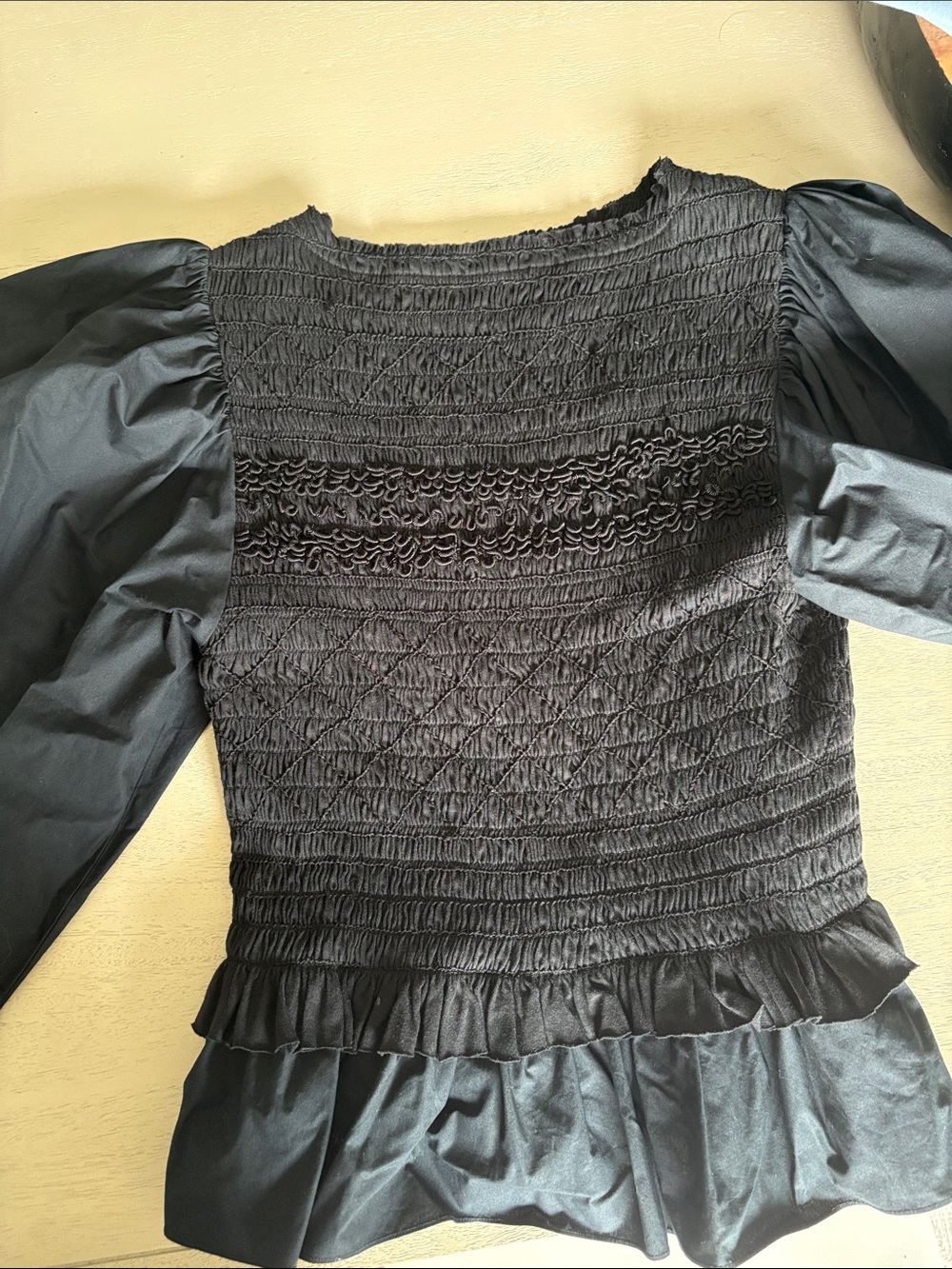 Ulla Johnson Black Smocked Shirt